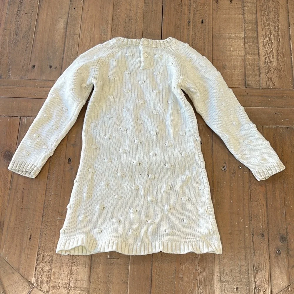 Jacadi cream knit Pom Pom sweater dress